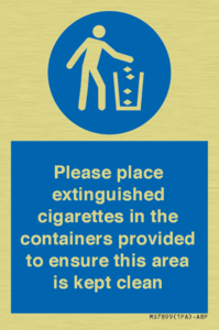 Please place extinguished cigarettes in the containers provided to ensure this area is kept clean